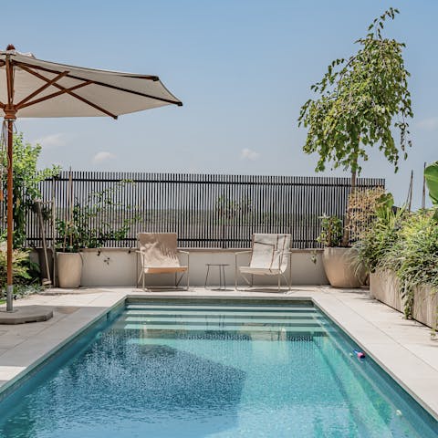 Take a refreshing dip in the private swimming pool
