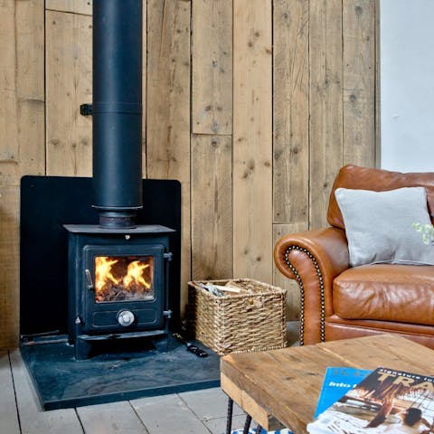 Curl up in front of the wood burner after a bracing coastal walk