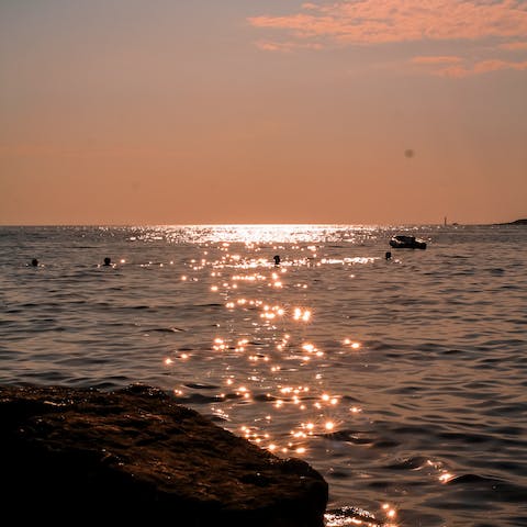Head to the harbour in Poreč where you can take a sunset boat trip to go dolphin spotting