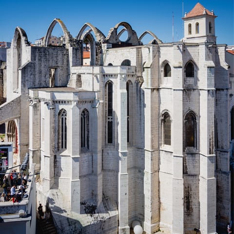 Walk two minutes and see the stunning ruins of the Carmo Convent