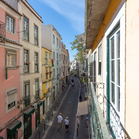 Stay on a typical historic street lined with period buildings and plenty of cafes and bars