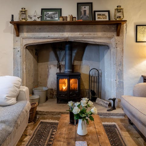 Curl up in front of the wood burner during the winter months 