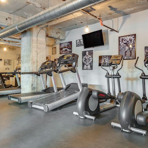 Maintain your fitness routine at the in-building gym