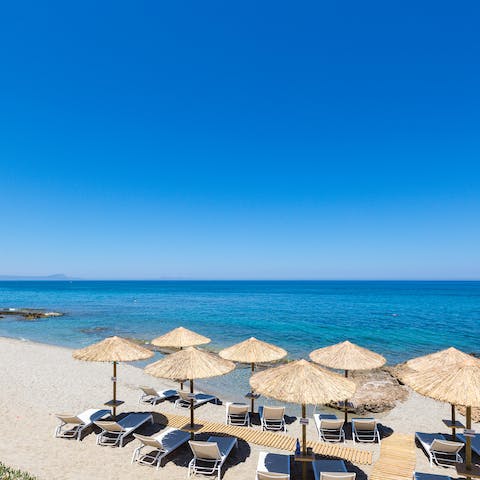 Take a two-minute walk to Pirgos Beach, or enjoy the private beach 50 metres away