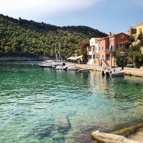 Explore Assos and its cove-like beach – it's a ten-minute drive away