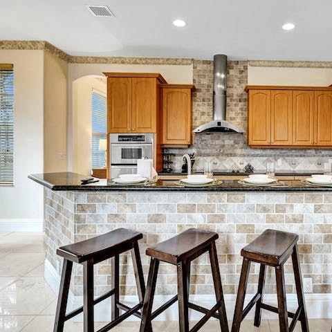 Start the day with a tasty home-cooked breakfast around the kitchen island 