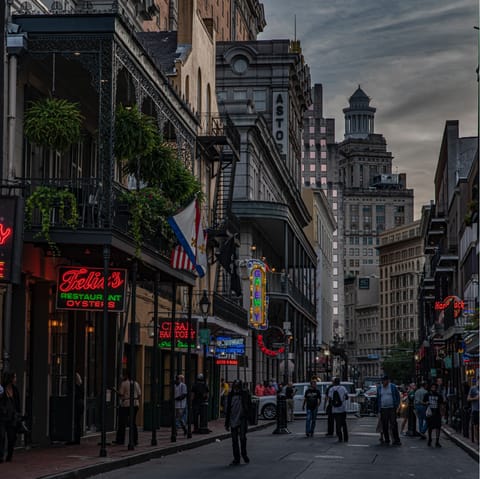 Stay in the heart of New Orleans, just a fifteen-minute walk from Bourbon Street