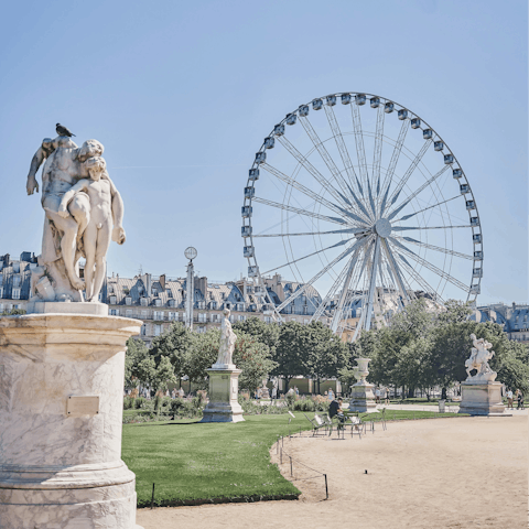 Begin your stay with a stroll through the Tuileries Gardens