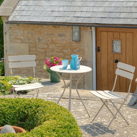 Enjoy casual barbecues on the private patio when the sun shines