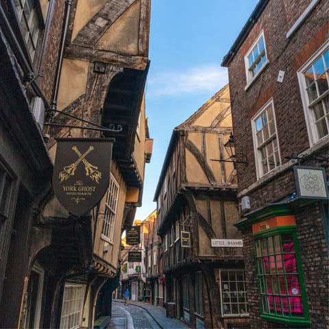 Walk ten minutes to reach the historic heart of York at The Shambles