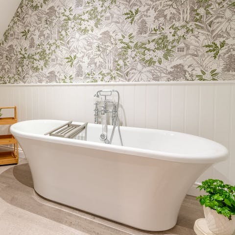 Have a soak in the freestanding bath after a long country walk