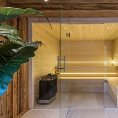 Treat yourself to a steam in the sauna 