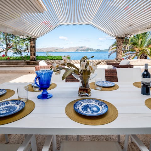 Dine alfresco on the terrace and feast on Mediterranean views