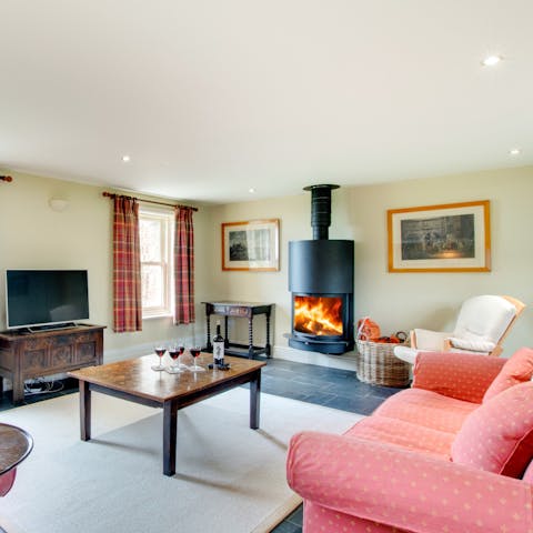 Get your glow on beside the fire in the sitting room