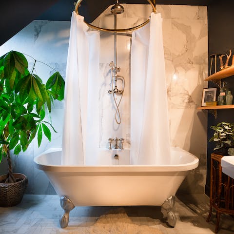 Soak your worries away in the free-standing tub