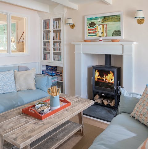 Cosy up in front of the wood burner after a brisk coastal walk