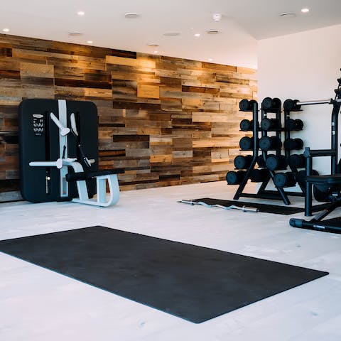 Keep up with your fitness routine with a workout in the on-site gym