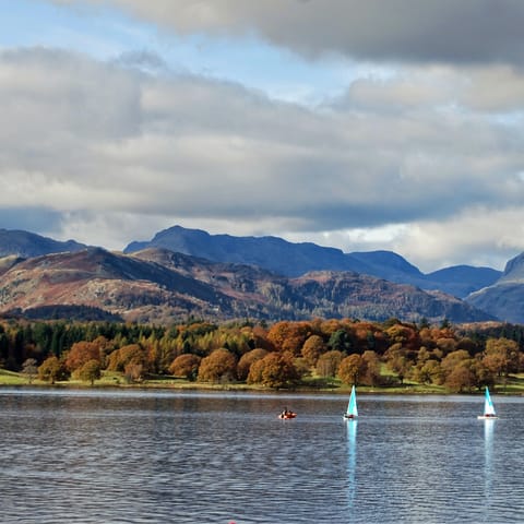 Explore Lake Windermere by boat – the pier is a fifteen-minute walk away