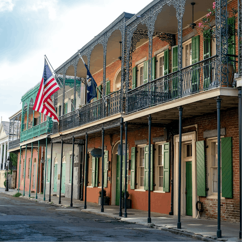 Explore the historic streets of the French Quarter, just minutes away from your apartment