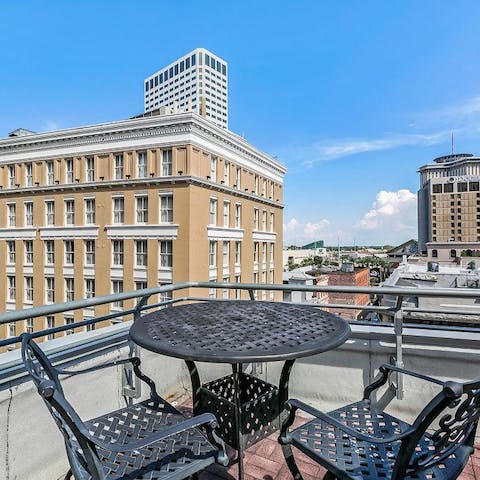 Head up to the roof for spectacular views over bustling Canal Street