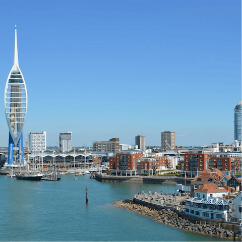 Visit Spinnaker Tower for glorious views of Portsmouth Harbour and beyond – it's less than a ten-minute drive from your home
