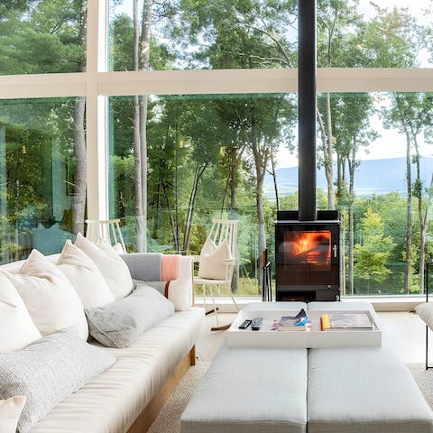 Cosy up by the fire and take in the woodland vistas