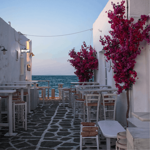 Discover Paros' charming seaside towns, Naoussa is a six-minute drive
