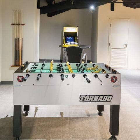 Unleash your competitive side in the building's shared games room