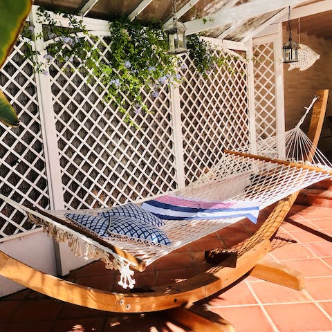 Hang out in the hammock on the terracotta tiled terrace