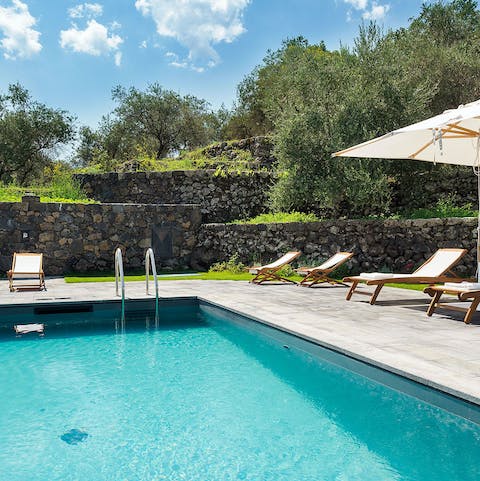 Soak up the sunshine from beside the villa's private pool