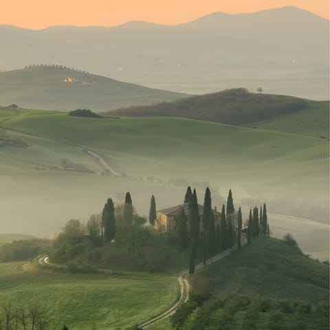 Enjoy scenic walks and drives through the majestic Tuscan countryside 