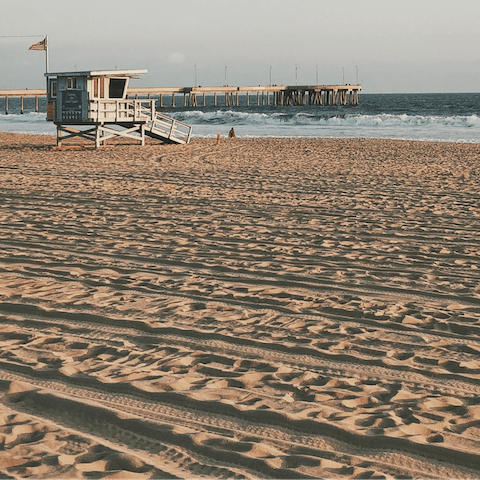 Spend the day on the golden sands of Venice Beach, just a twenty-minute drive away