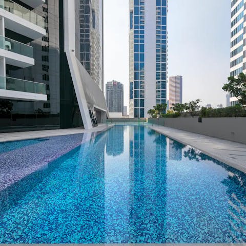 Make morning swims in the shared pool part of your new routine