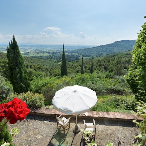 Take in Tuscan countryside views from the terrace
