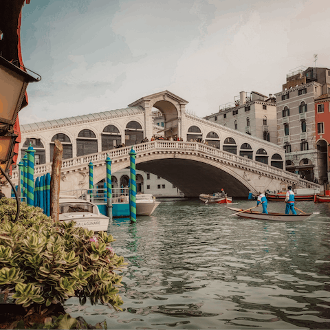 Go for a gondola ride under the Rialto Bridge
