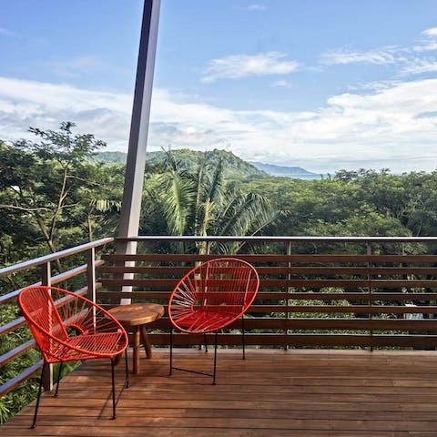 Enjoy a morning cuppa on the terrace with breathtaking views  of the ocean