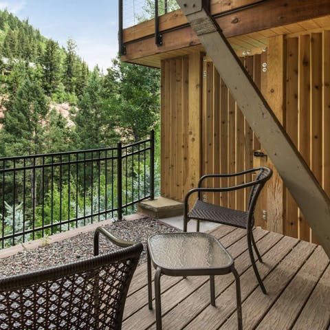 Enjoy your morning coffee on the master suite's  private deck
