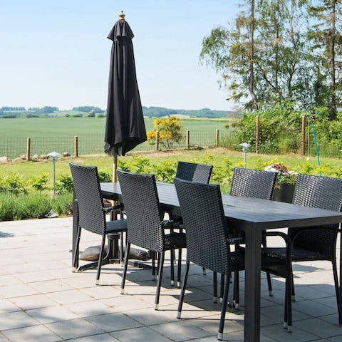 Enjoy alfresco meals with views of the surrounding countryside