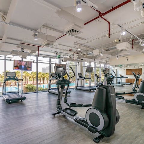 Hit the state-of-the-art gym for a morning workout session