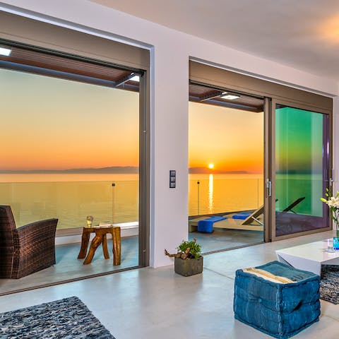 Experience breathtaking sunsets through the window walls