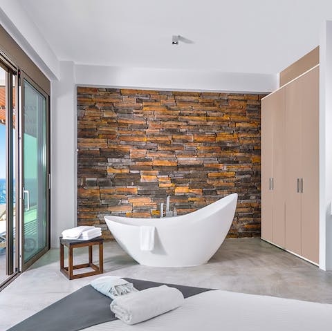 Take a relaxing bath in the master suite
