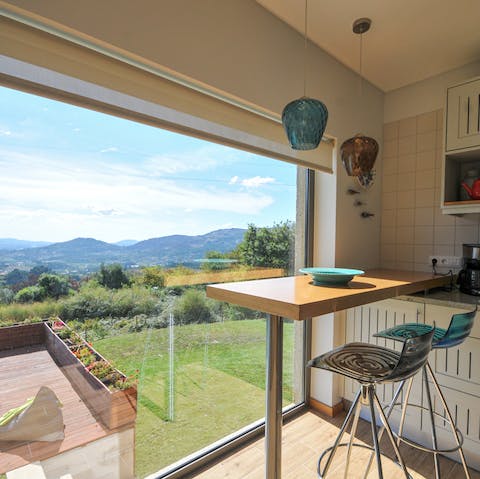 Enjoy your breakfast with a view as you sit down at the breakfast bar by the large window