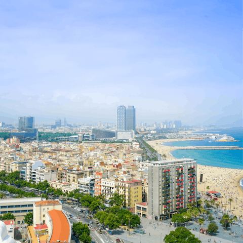 Stay in the heart of Barcelona, just a twenty-minute stroll away from the beach 