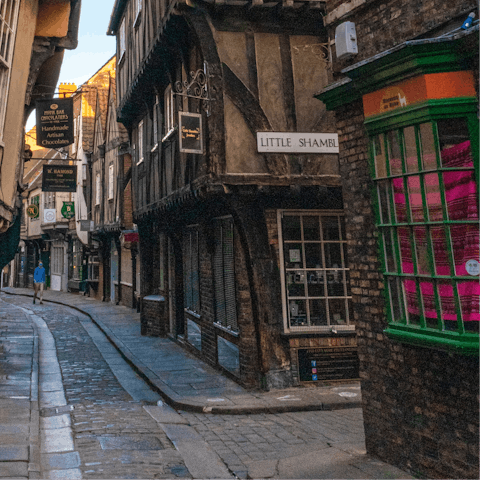 Take a stroll through the medieval streets of The Shambles, eight minutes away