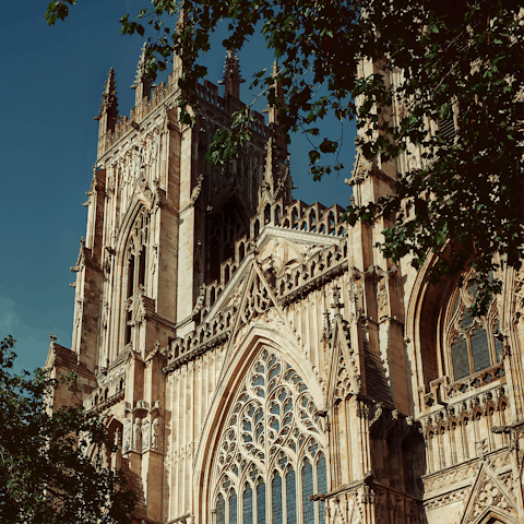 Gaze up at the gothic spires of York Minster, fourteen minutes from home