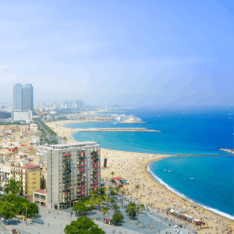 Spend the day at Barceloneta beach, a trip to the coast takes twenty minutes by car