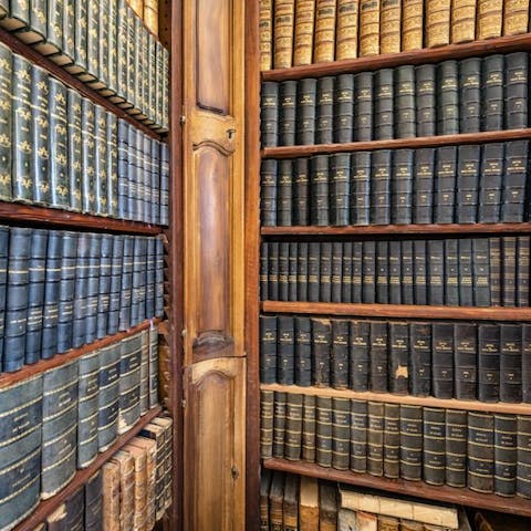 Browse the extensive and historic home library 