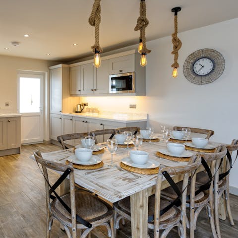 Get into the beachy theme in the dine-in kitchen