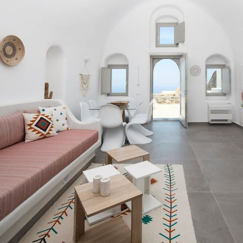 Retreat to the cool interior of your cave-style villa