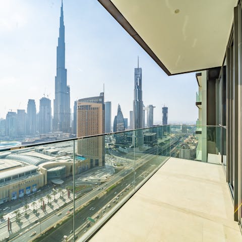 Admire the majestic Burj Khalifa from the comfort of your private balcony 